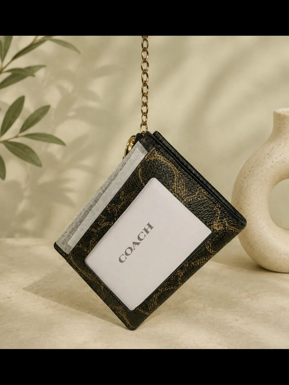 COACH Signature Loved Leather Card Case
